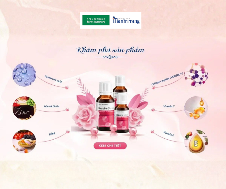 Beauty Drink Collagen là sản phẩm collagen dạng nước cao cấp, kết hợp collagen peptide độ tinh khiết cao với vitamin C, biotin và các chất chống oxy hóa.